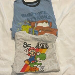 5T Nintendo Kids Tee Set - Light Gray & Light Blue with Mario, Yoshi & Tow Mater